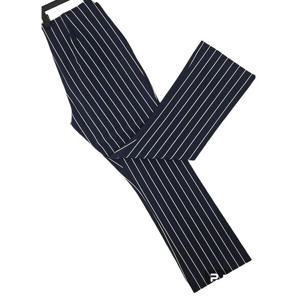 Gap~Woman Size 10~Navy Blue Stripe High Rise Crop Flare Ankle Pants Stretch NWOT - Picture 3 of 12